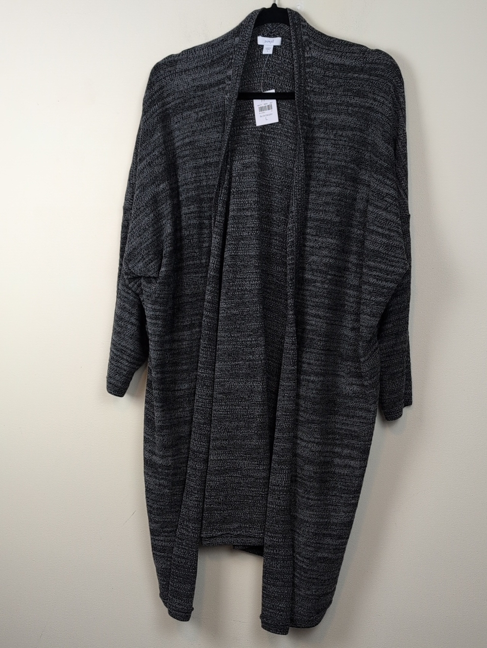 NWT J. Jill purejill Longline Open Front Cardigan Duster Cardigan Charcoal Gray